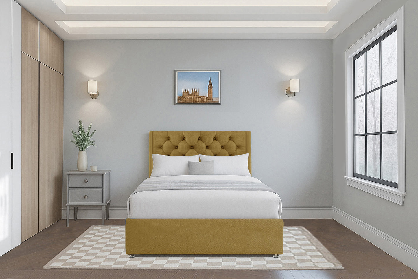 Classic Chesterfield Wingback Upholstered Headboard
