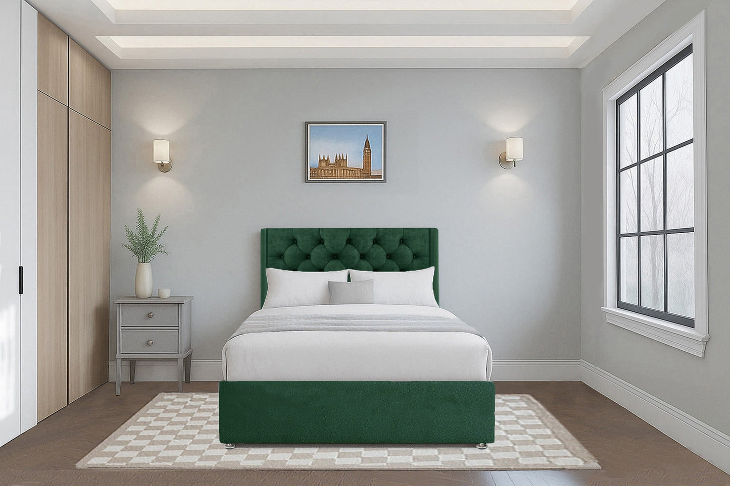 Classic Chesterfield Wingback Upholstered Headboard