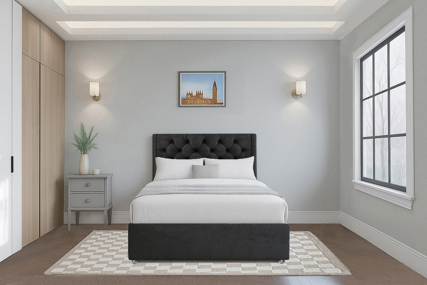 Classic Chesterfield Wingback Upholstered Headboard