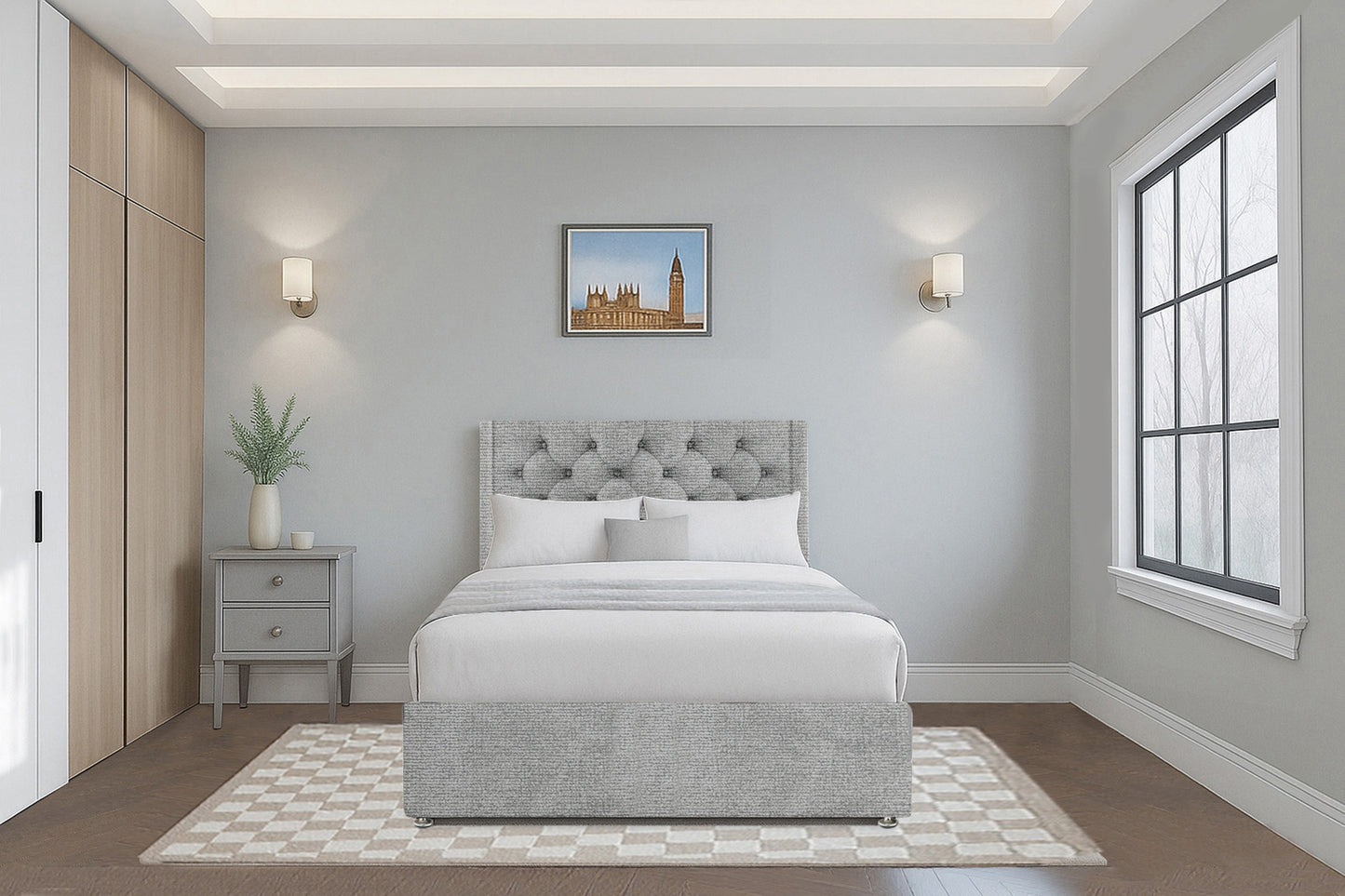 Classic Chesterfield Wingback Upholstered Headboard