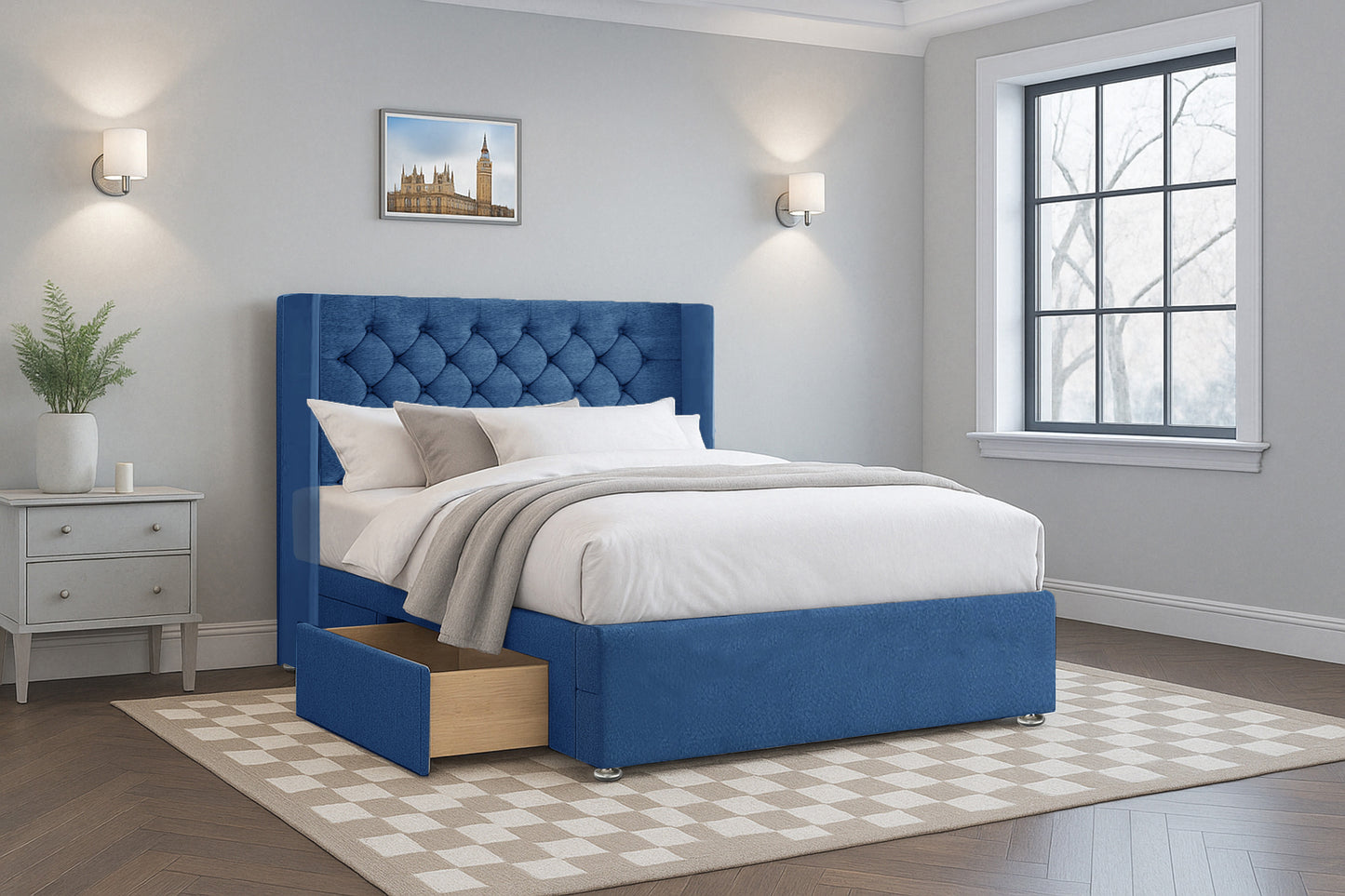 Classic Chesterfield Wingback Upholstered Headboard