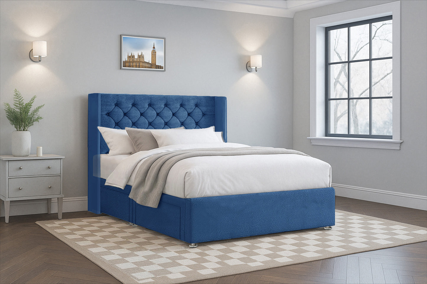 Classic Chesterfield Wingback Upholstered Headboard