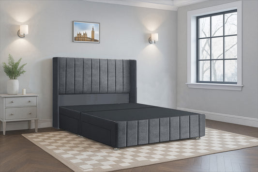 Luxury Vertical Line HB FB Wingback Bed Frame