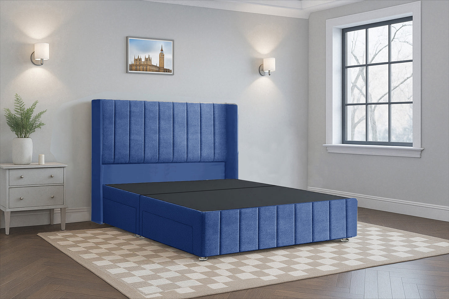 Luxury Vertical Line HB FB Wingback Bed Frame