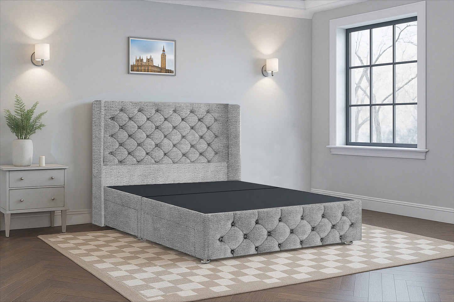 Classic Chesterfield Wingback Bed Frame (HB + FB)