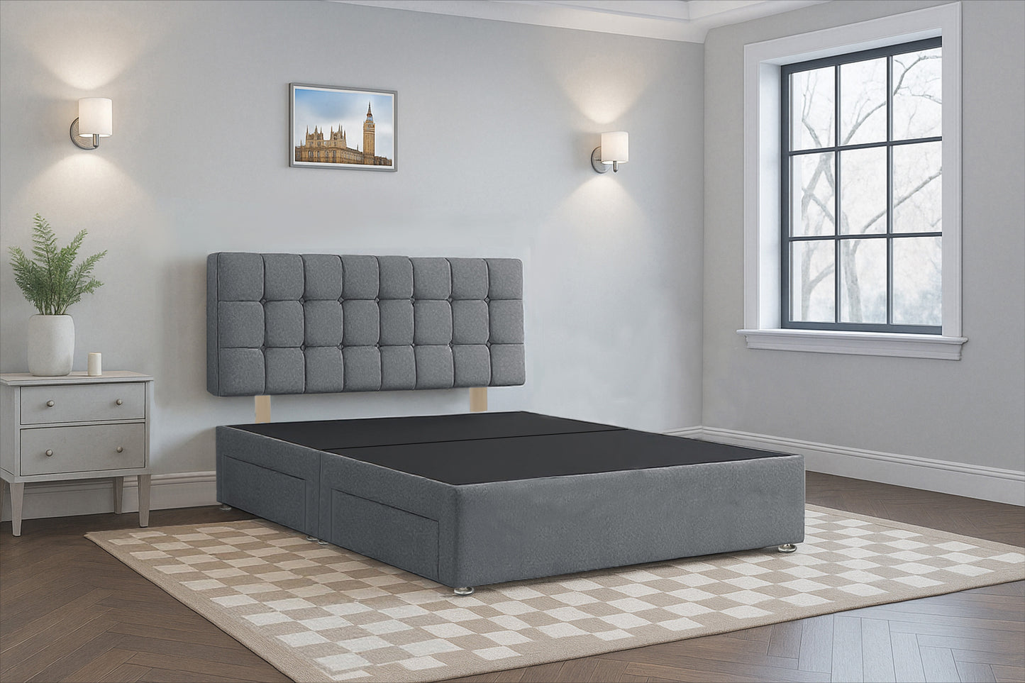 Andorra Premium Divan Bed Frame with Hardboard Base & Storage Drawers – Mattress Optional