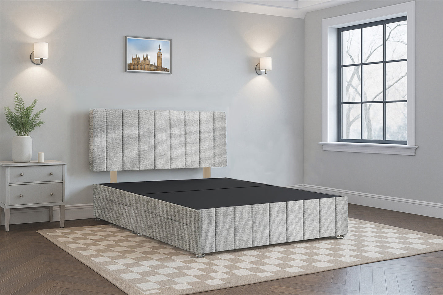 Armenia Luxury Divan Bed Frame with Hardboard Base & Storage Drawers