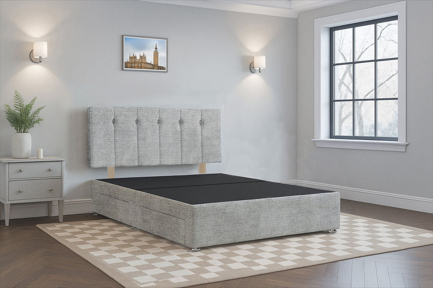 Albania Divan Bed Frame with Hardboard Base & Storage Drawers