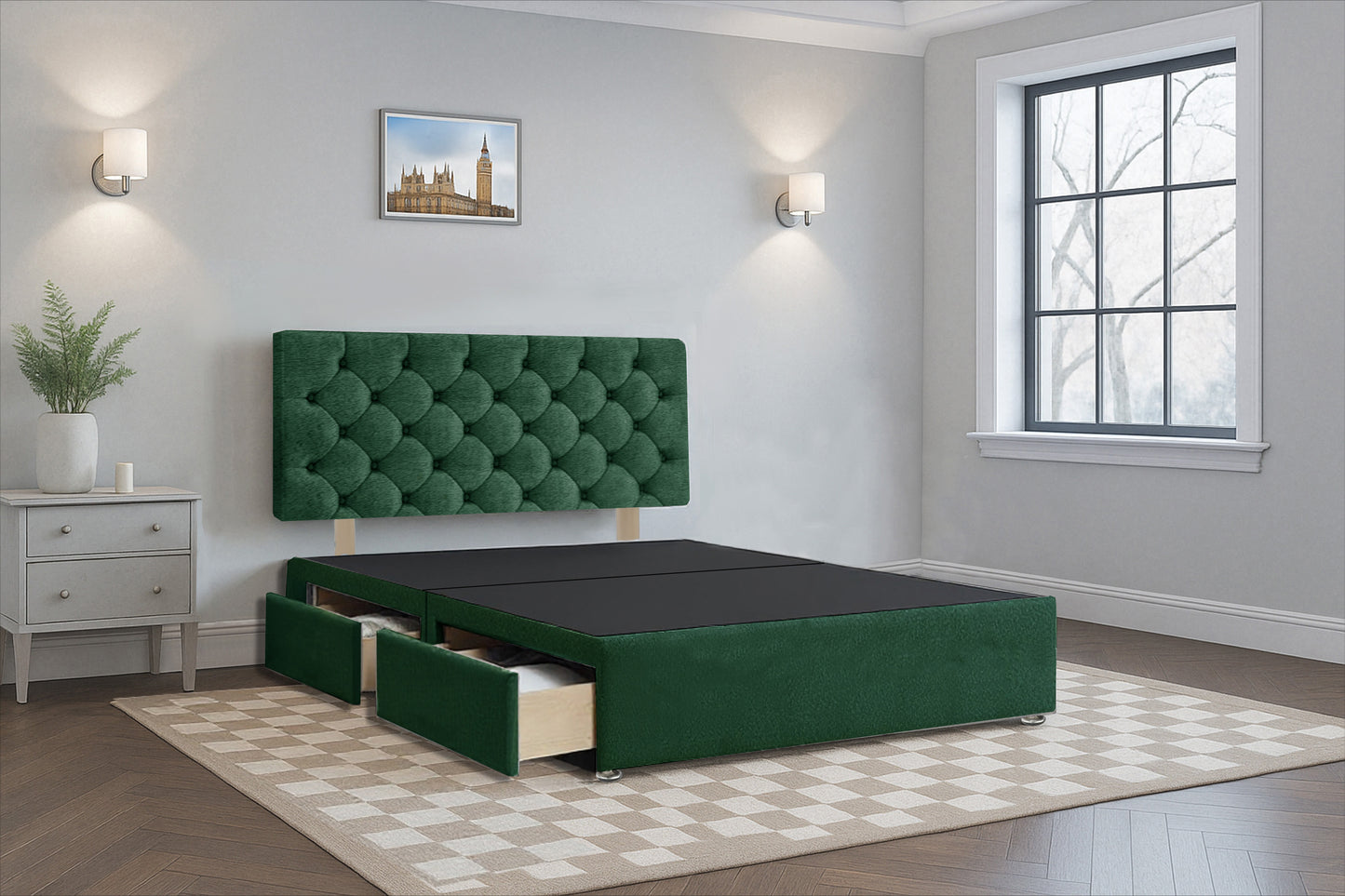Croatia Divan Bed Frame with Hardboard Base & Storage Drawers
