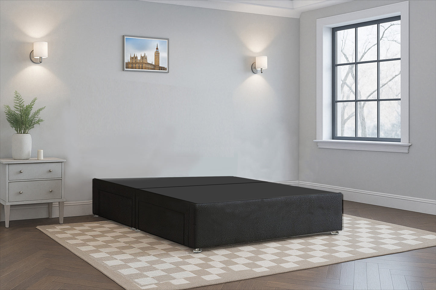 Luxury Cube HB Wingback Bed Frame