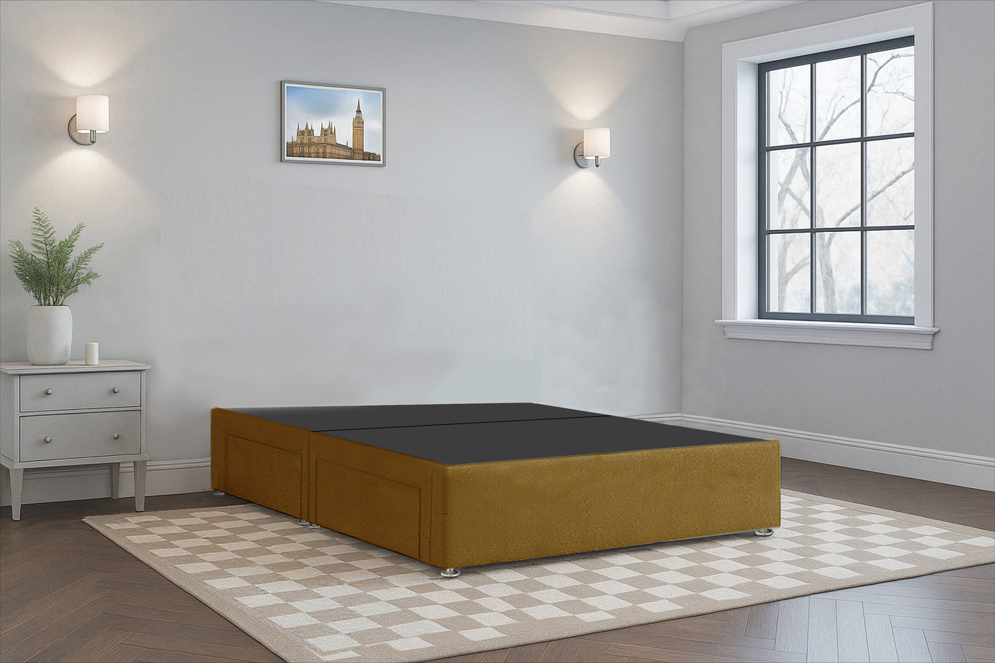 Plain HB Wingback Upholstered Bed Frame