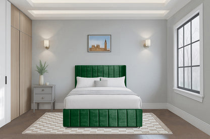 Vertical Line Wingback Bed with Headboard & Footboard