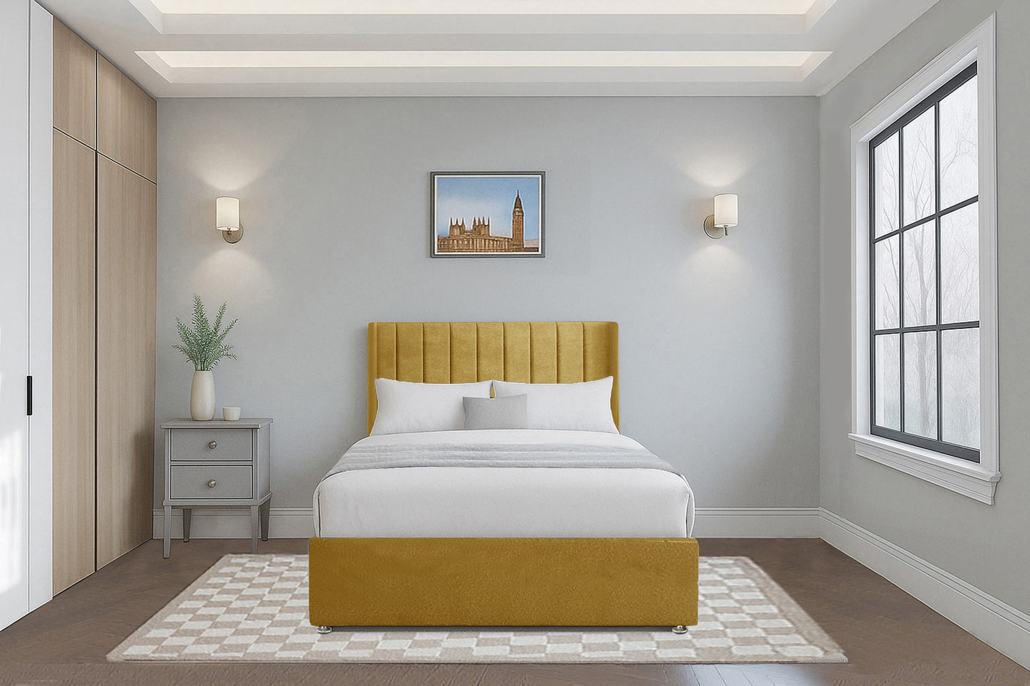 Modern Vertical HB Wingback Upholstered Headboard