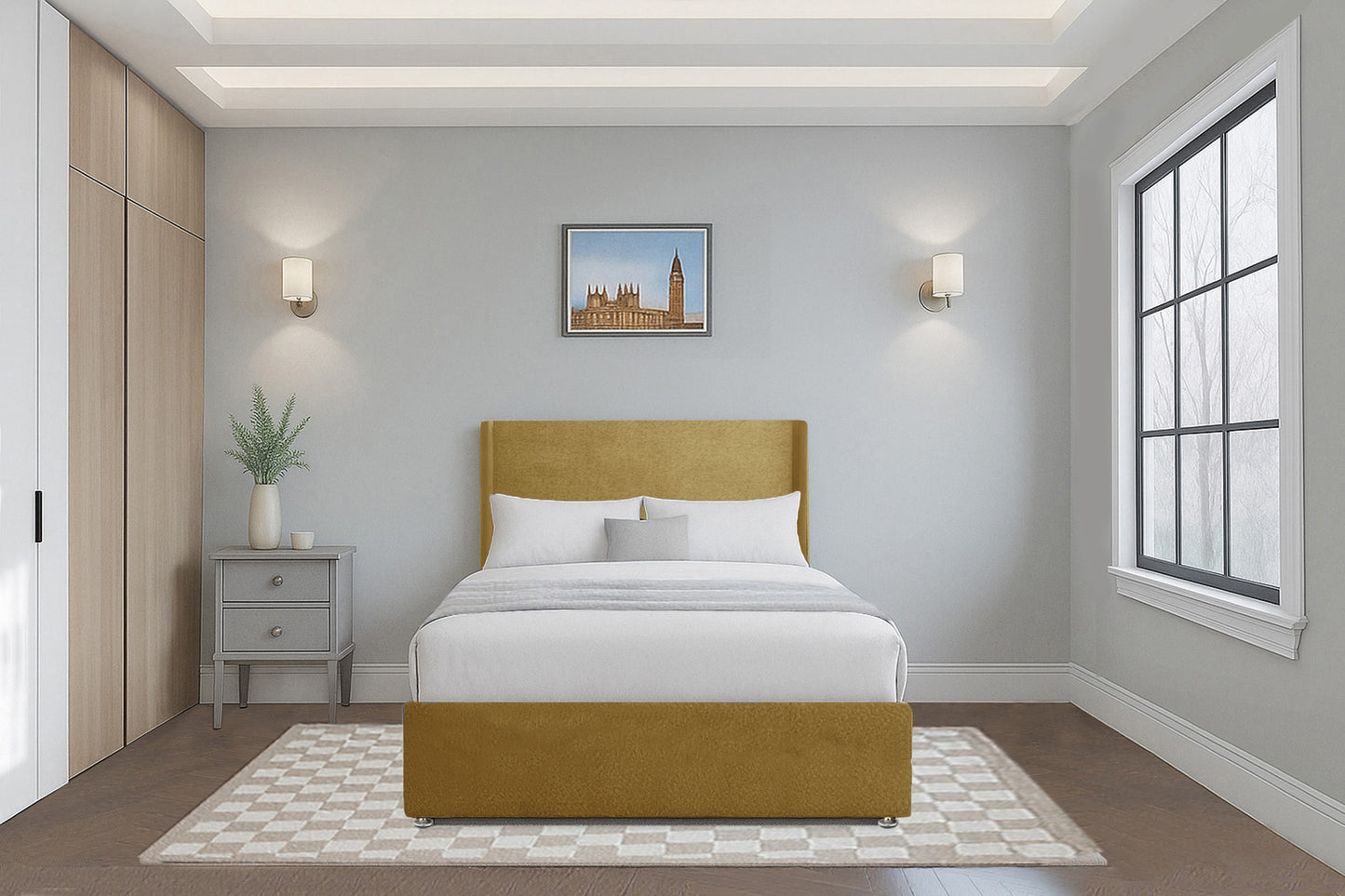 Modern Plain Wingback Upholstered Headboard