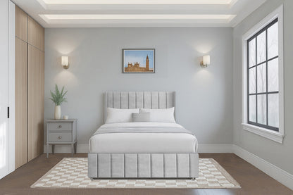 Vertical Line Wingback Bed with Headboard & Footboard