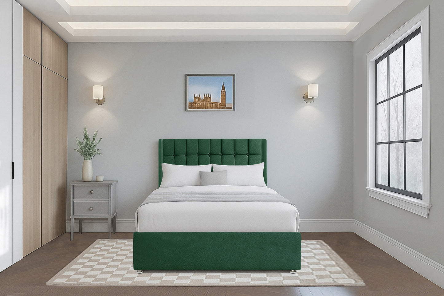 Contemporary Cube Wingback Headboard