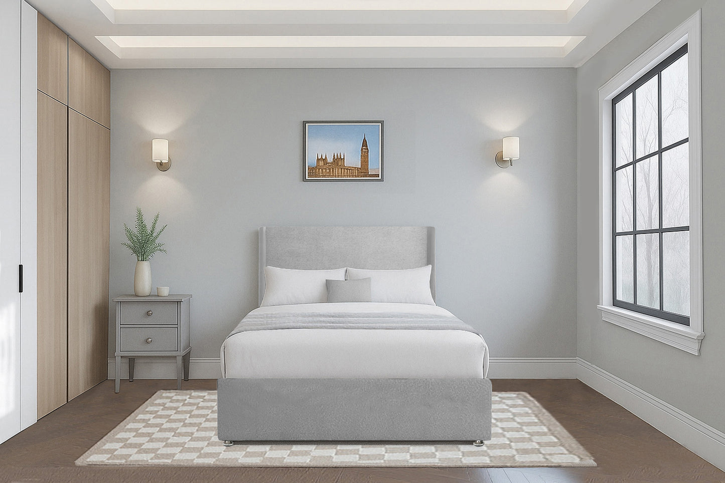Modern Plain Wingback Upholstered Headboard