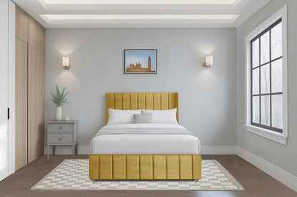 Vertical Line Wingback Bed with Headboard & Footboard