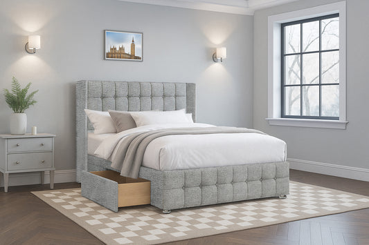 Cube Wingback Bed with Headboard & Footboard