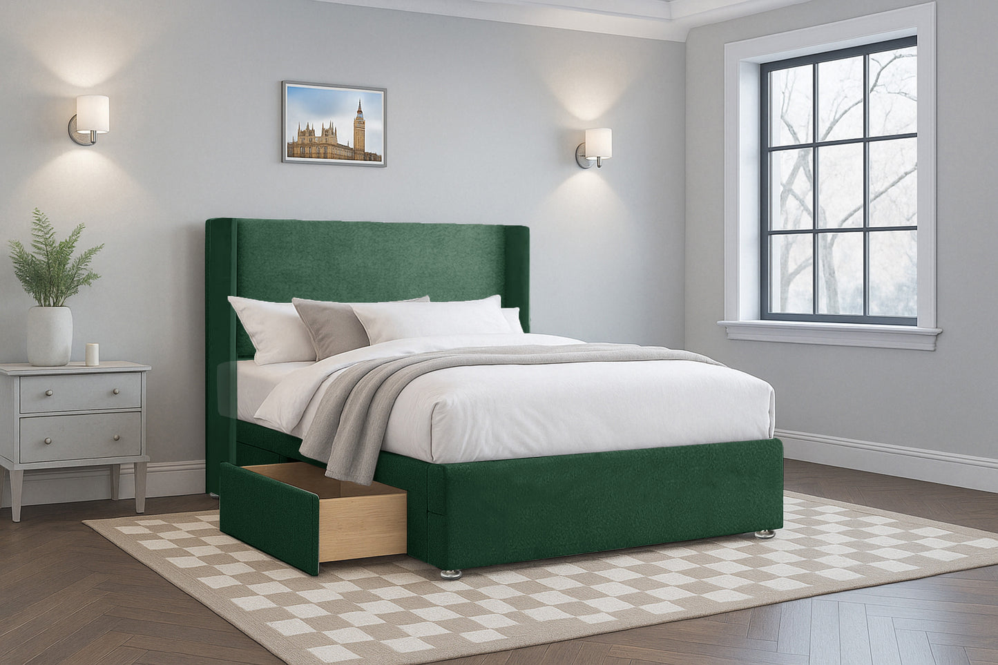 Modern Plain Wingback Upholstered Headboard
