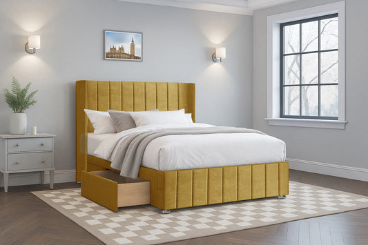 Vertical Line Wingback Bed with Headboard & Footboard