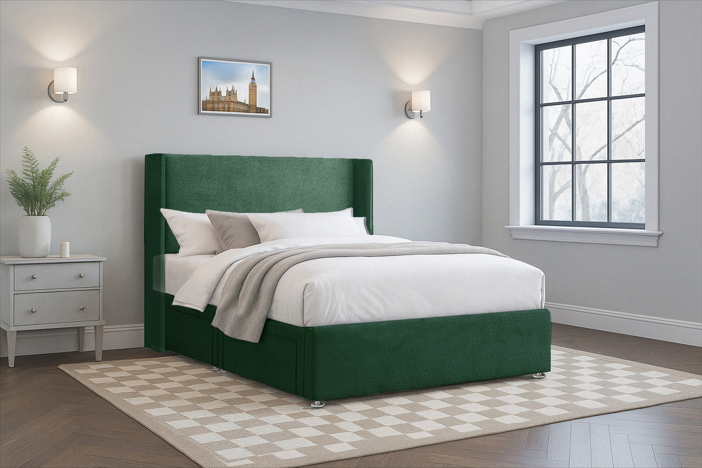 Modern Plain Wingback Upholstered Headboard