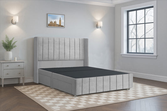 Luxury Vertical Line HB FB Wingback Bed Frame