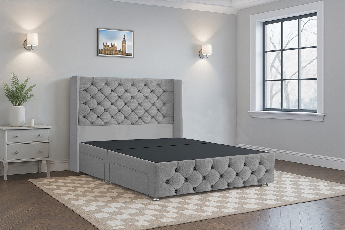Classic Chesterfield Wingback Bed Frame (HB + FB)