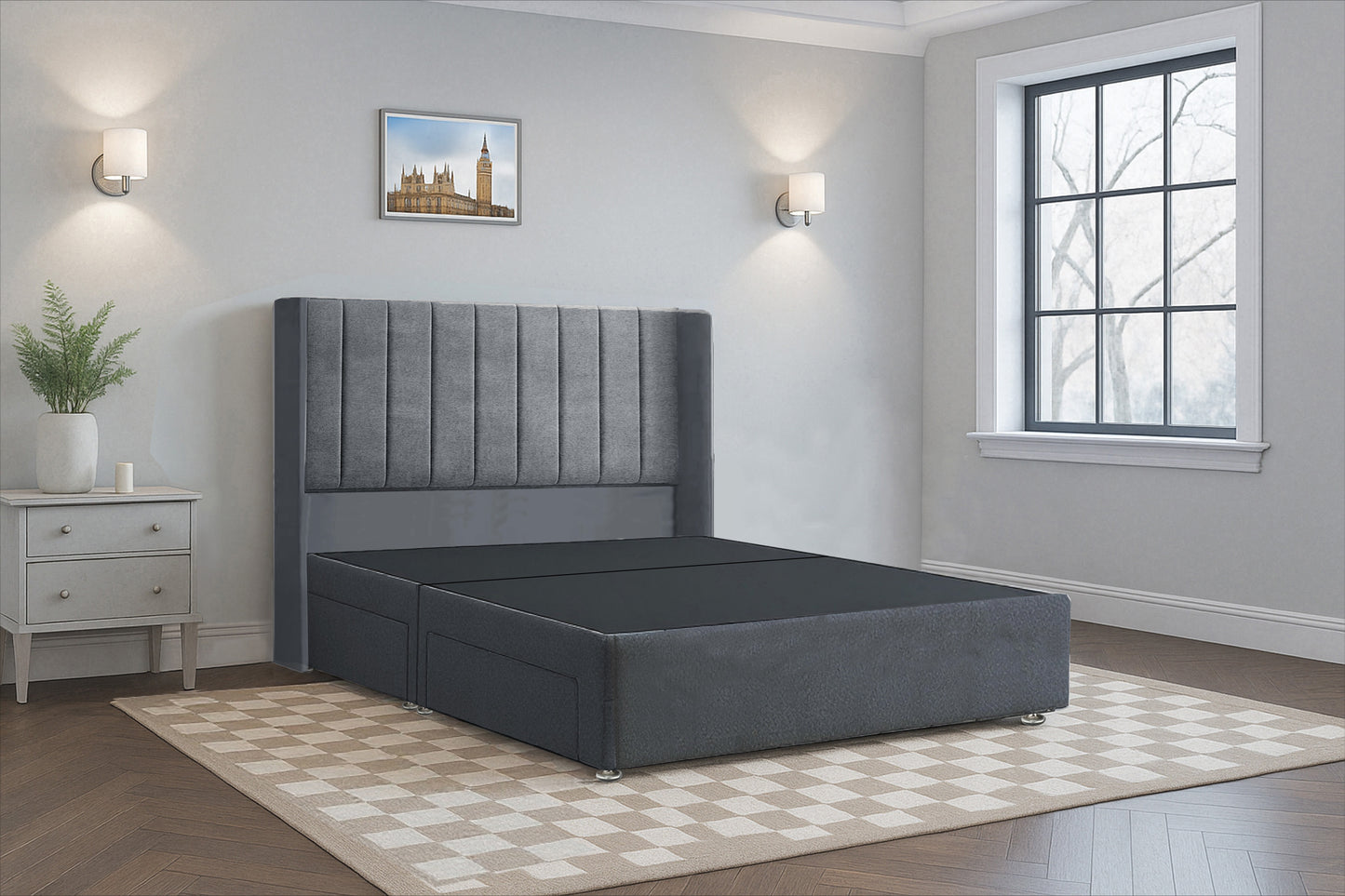Vertical Wingback Headboard (HB) Bed Frame
