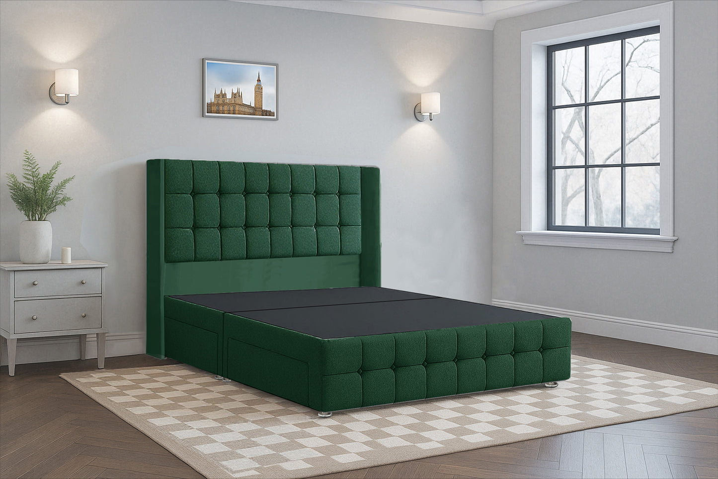 Luxury Cube HB FB Wingback Bed Frame