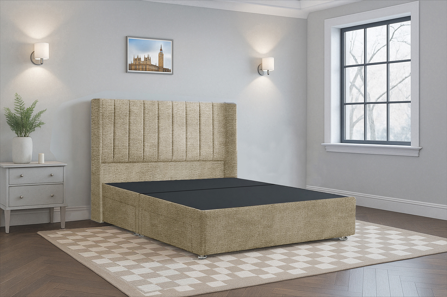Vertical Wingback Headboard (HB) Bed Frame