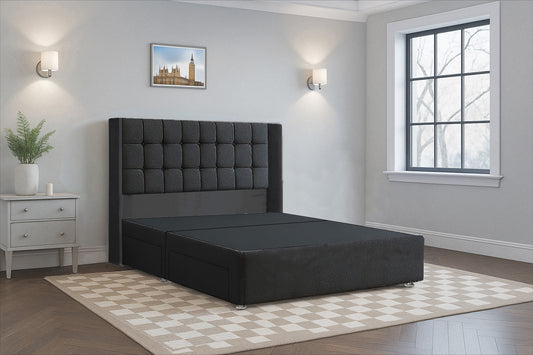Luxury Cube HB Wingback Bed Frame