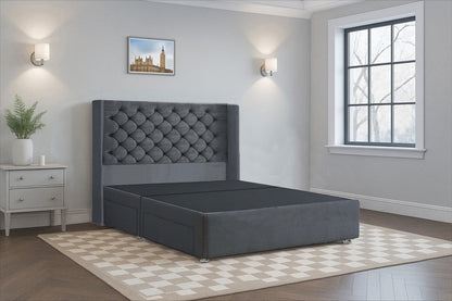 Deluxe Chesterfield HB Wingback Upholstered Bed Frame