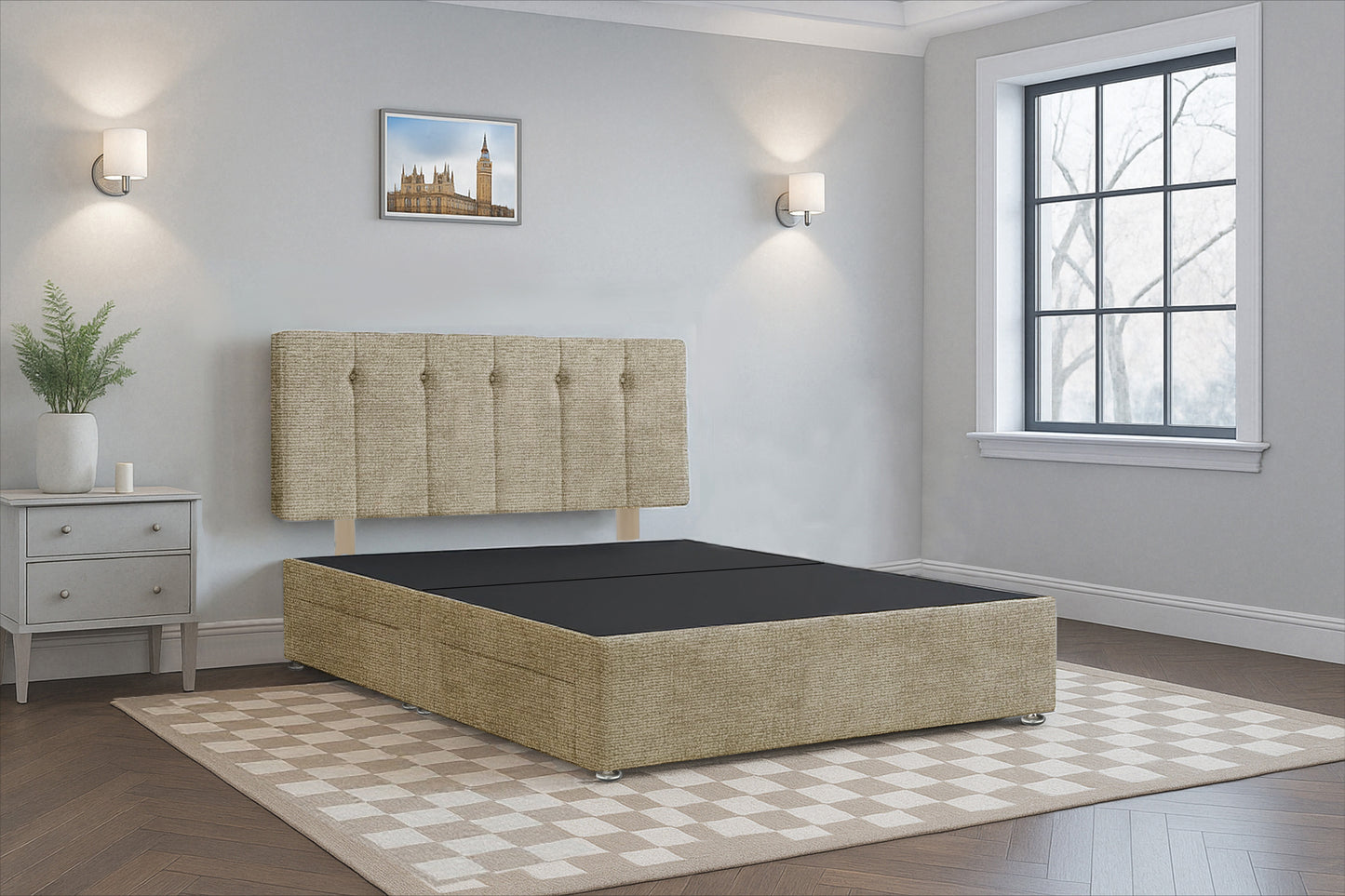 Albania Divan Bed Frame with Hardboard Base & Storage Drawers