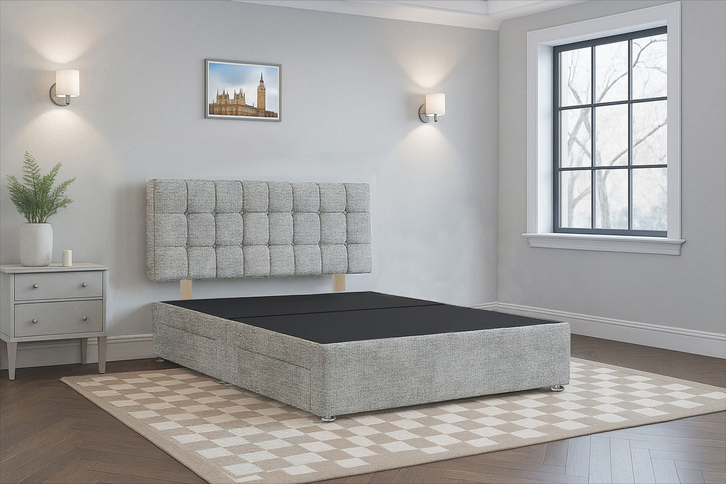 Andorra Premium Divan Bed Frame with Hardboard Base & Storage Drawers – Mattress Optional