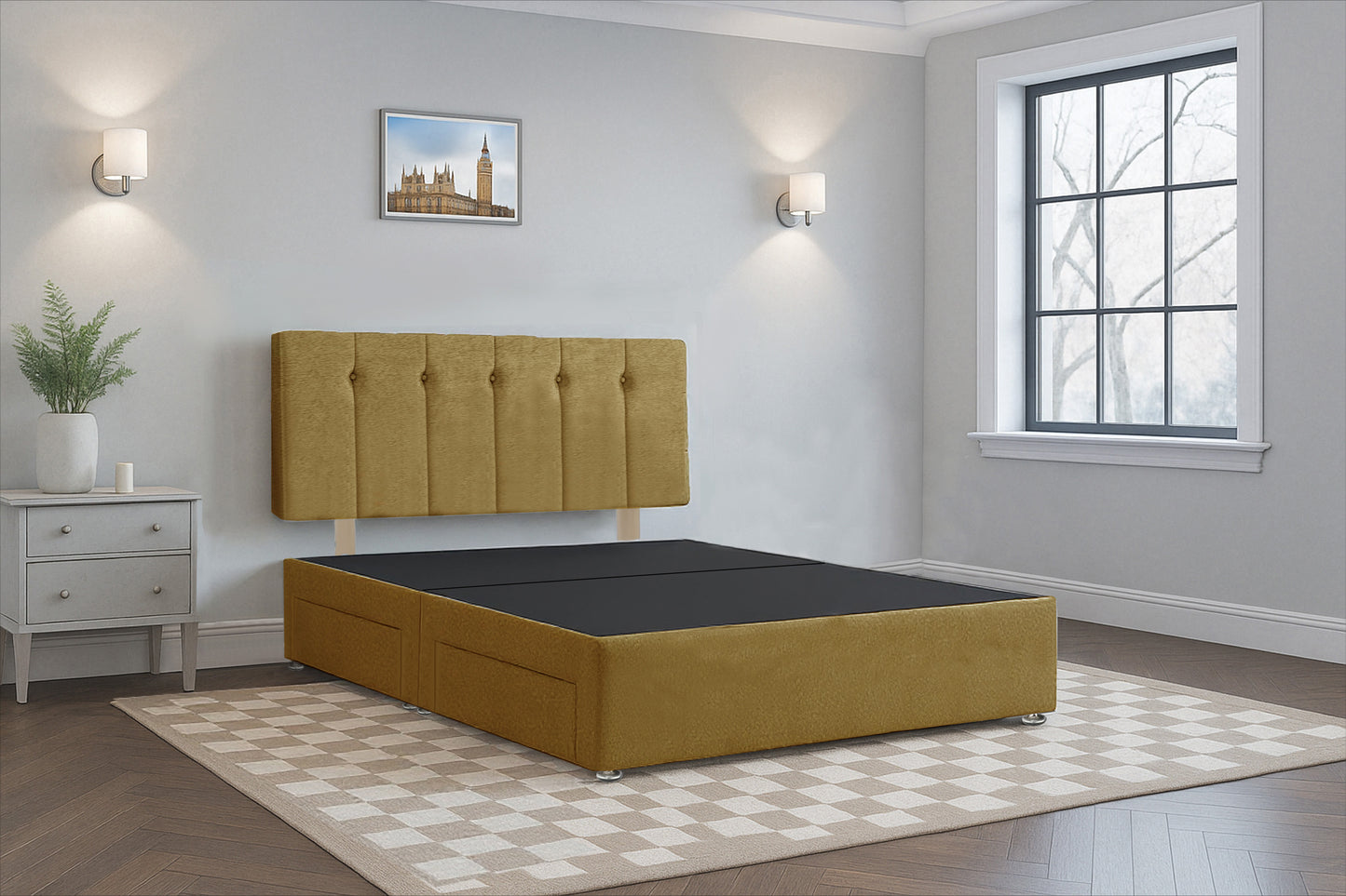 Albania Divan Bed Frame with Hardboard Base & Storage Drawers