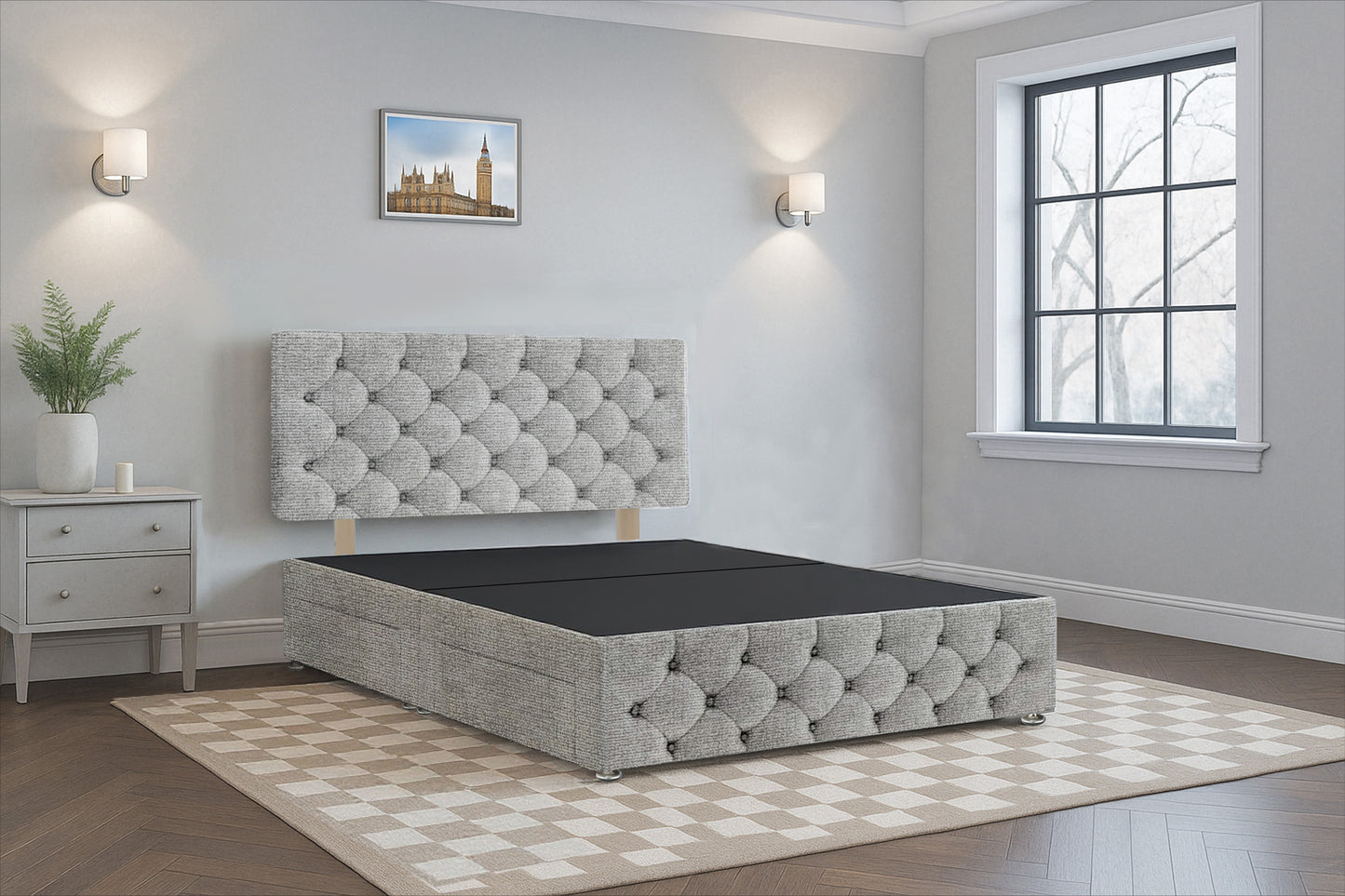 Bulgaria Premium Divan Bed Frame with Hardboard Base & Storage Drawers- Mattress Optional