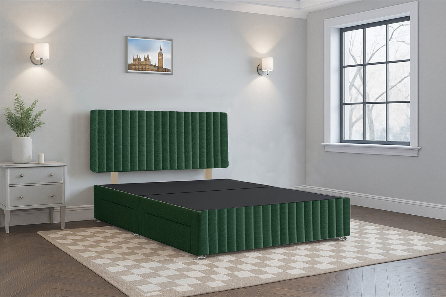 Armenia Luxury Divan Bed Frame with Hardboard Base & Storage Drawers
