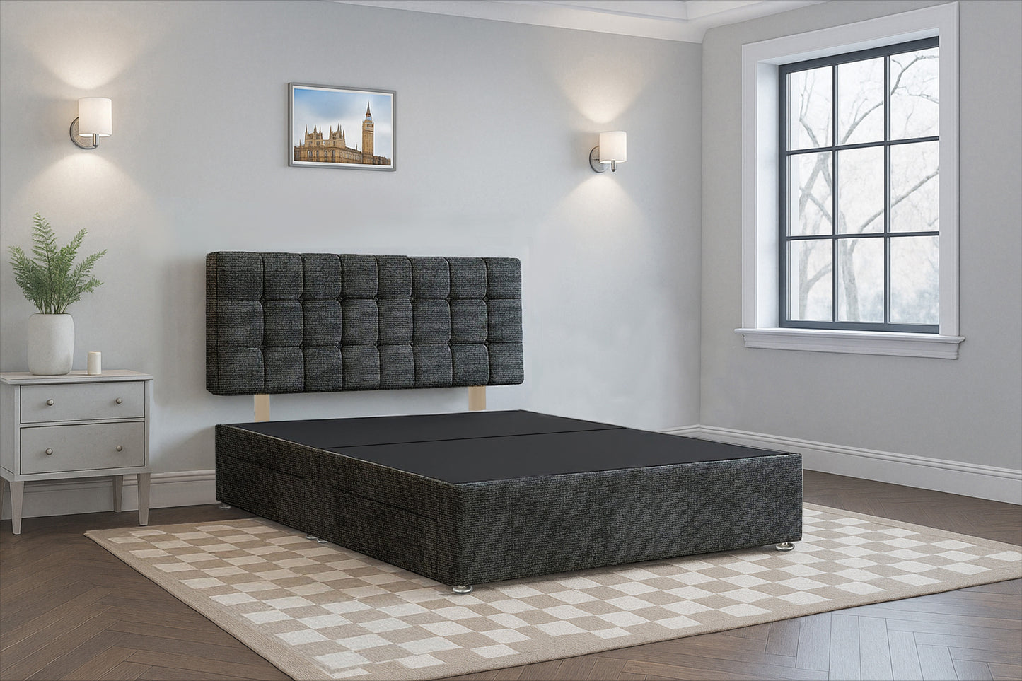 Andorra Premium Divan Bed Frame with Hardboard Base & Storage Drawers – Mattress Optional