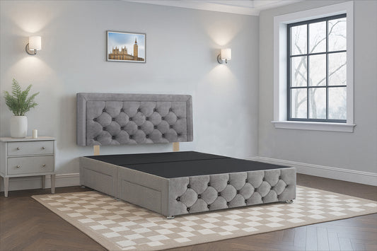 Belgium Premium Divan Bed Frame with Hardboard Base | Storage Drawers | Footboard Divan Bed