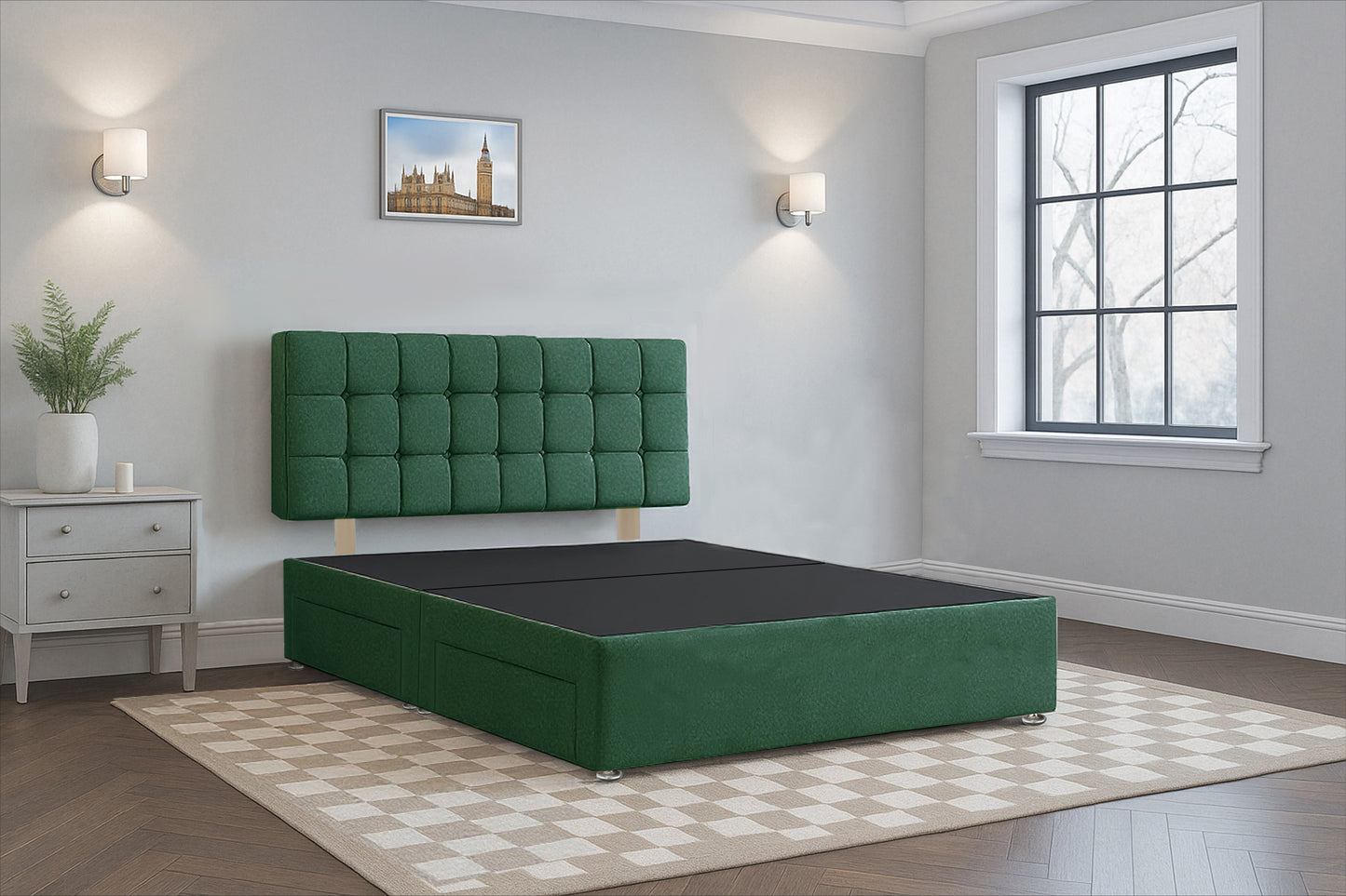 Andorra Premium Divan Bed Frame with Hardboard Base & Storage Drawers – Mattress Optional