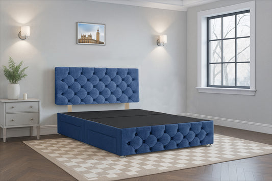 Bulgaria Premium Divan Bed Frame with Hardboard Base & Storage Drawers- Mattress Optional