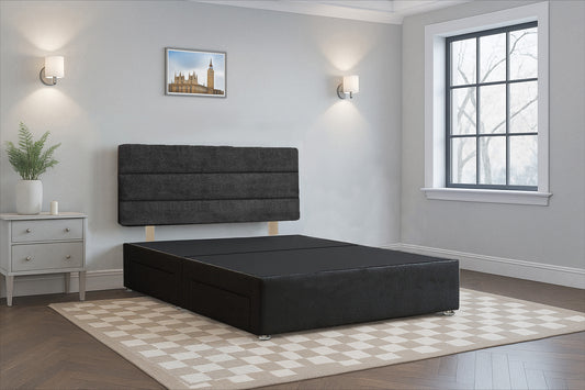 Denmark Divan Bed Frame with Hardboard Base & Storage Drawers – Storage and Mattress Optional