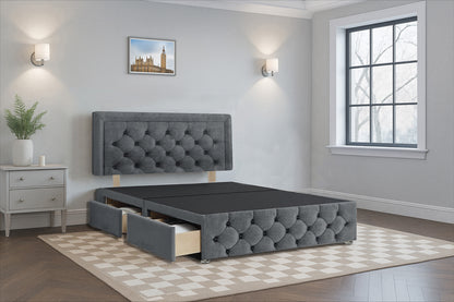 Belgium Premium Divan Bed Frame with Hardboard Base | Storage Drawers | Footboard Divan Bed