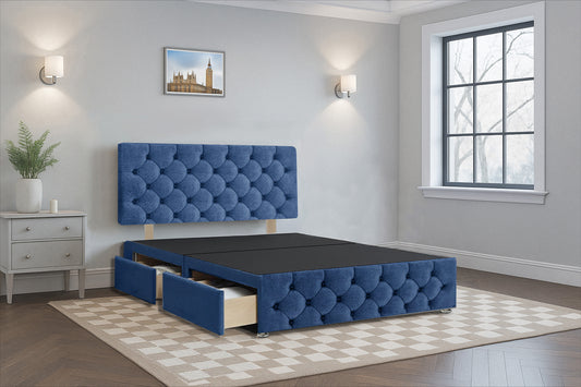 Bulgaria Premium Divan Bed Frame with Hardboard Base & Storage Drawers- Mattress Optional