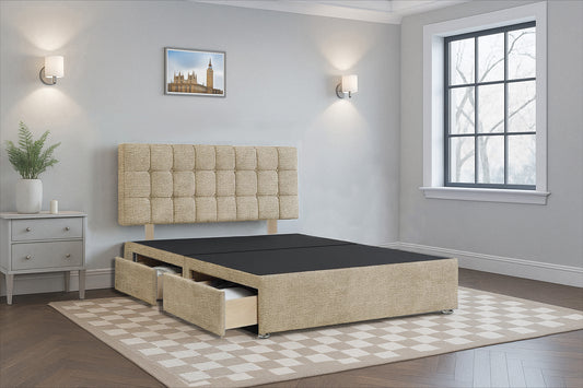 Andorra Premium Divan Bed Frame with Hardboard Base & Storage Drawers – Mattress Optional