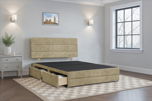 Azerbaijan Divan Bed Frame with Hardboard Base & Storage Drawers and Footboard