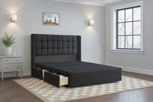 Luxury Cube HB Wingback Bed Frame