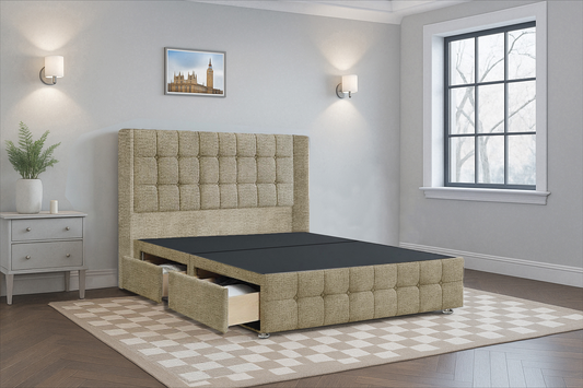 Luxury Cube HB FB Wingback Bed Frame