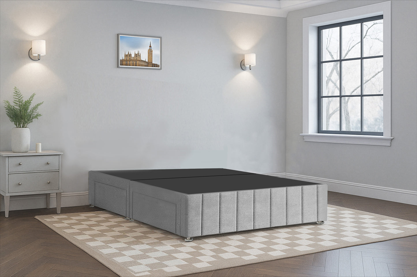Luxury Vertical Line HB FB Wingback Bed Frame